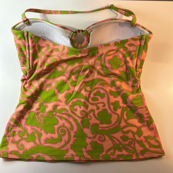 Boden - Womens Lime and Pink Tankini Bathing Suit Summer Pool Top Size 8 - Picture 3 of 7